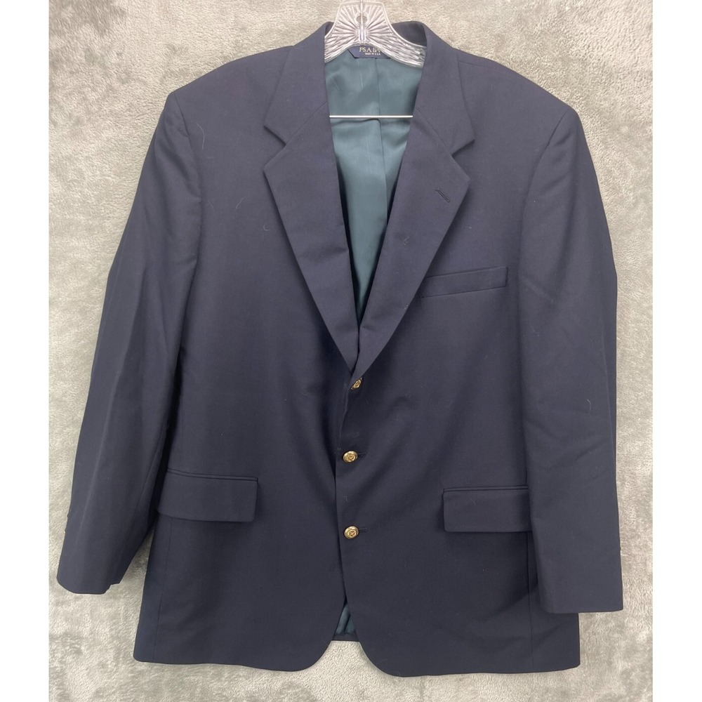 VTG Jos A Bank Men's Blazer 46 R Navy Metal Button Wool Prep Classic Made in USA